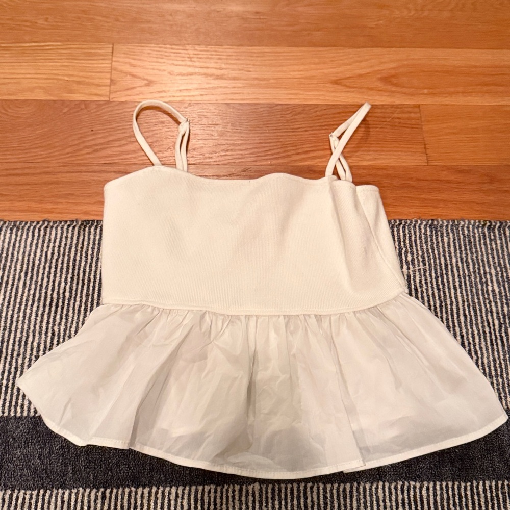 Chic White Ruffled Camisole Top